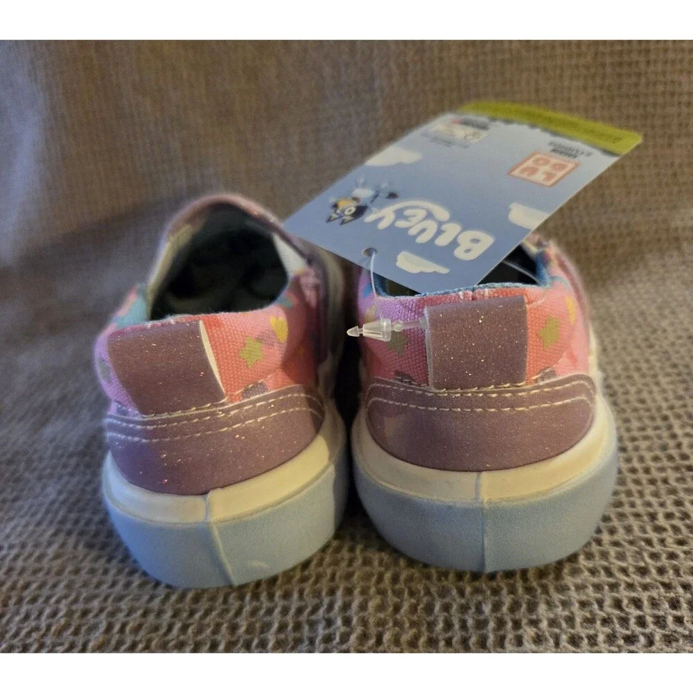 CUTE! Bluey and Bingo Slip On Shoes Size 5 Toddler Pink And Blue ~ NWT